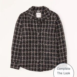 Abercrombie & Fitch Black Tweed Shirt Jacket Oversized XS